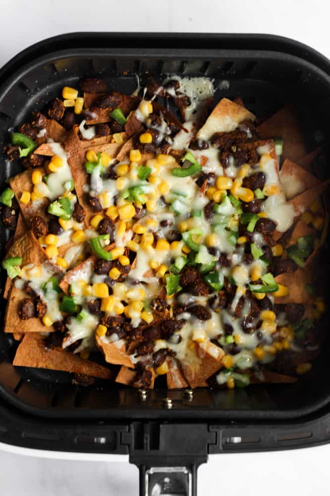 air-fryer nachos with melted cheese