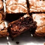 crinkle top brownie cut into squares.