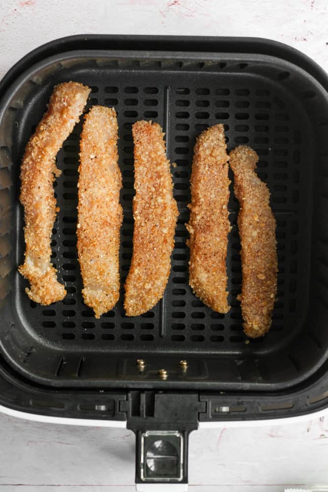 gluten free chicken tenders cooking in the air fryer