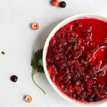 sugar free cranberry sauce in a white bowl.