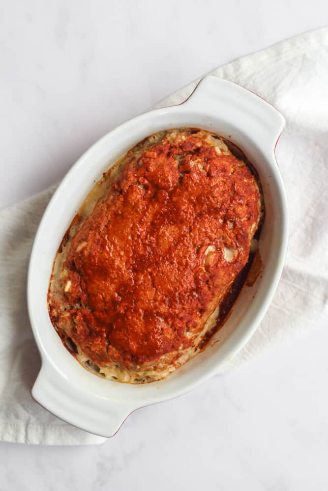 tex-mex turkey meatloaf baked in a baking dish