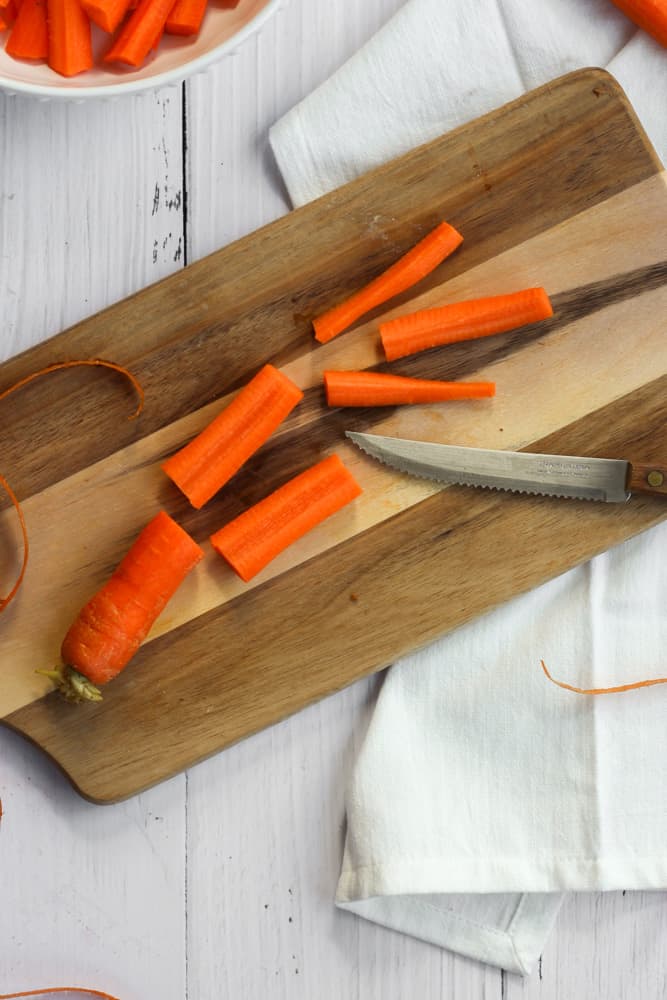 carrots  cut on a wood cutting board