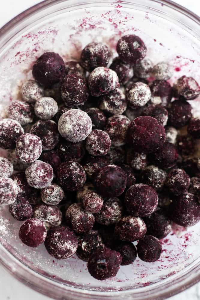 blueberries coated in flour.