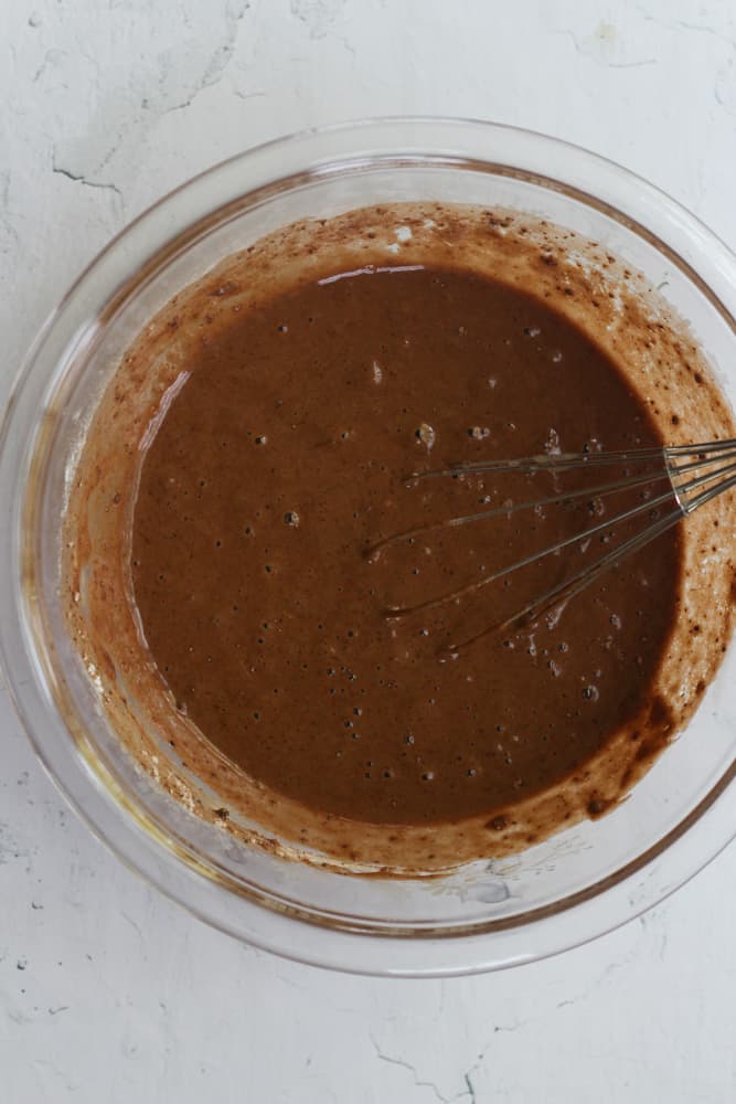 chocolate cupcake batter without eggs.