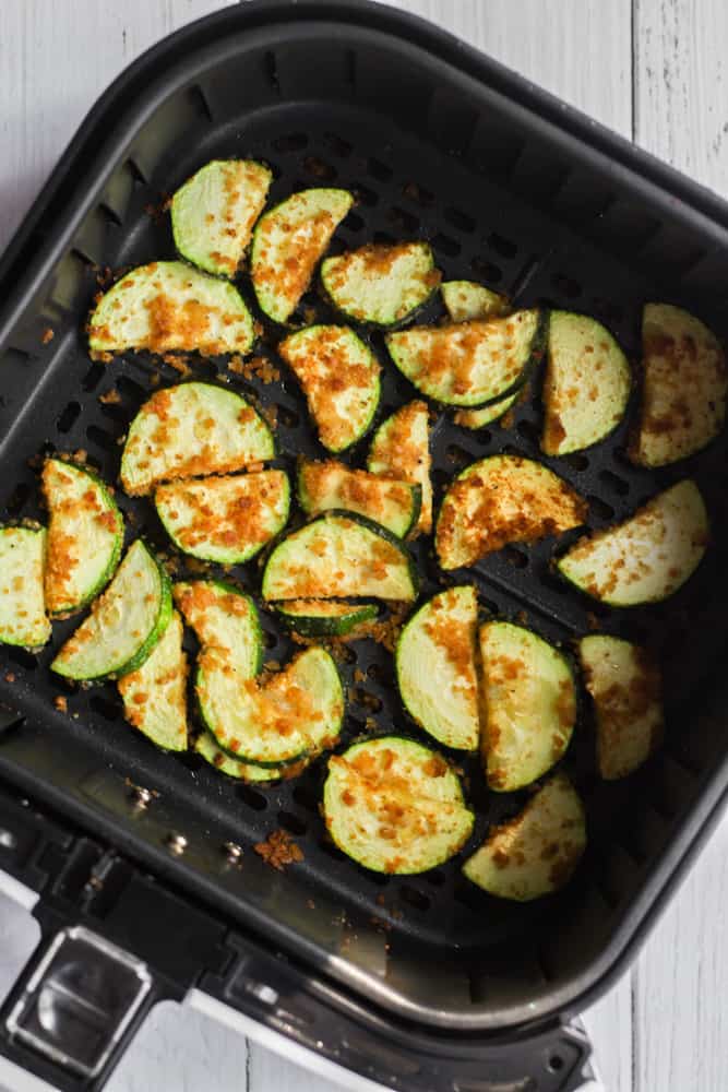 healthy zucchini cooked in the air fryer.