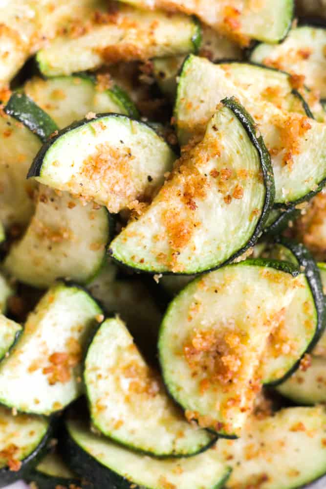 crispy zucchini cooked in the air fryer.