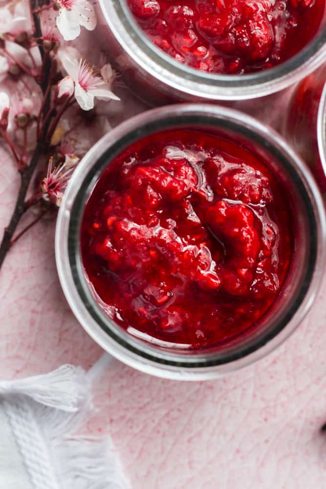 sugar free raspberry compote to top French toast.
