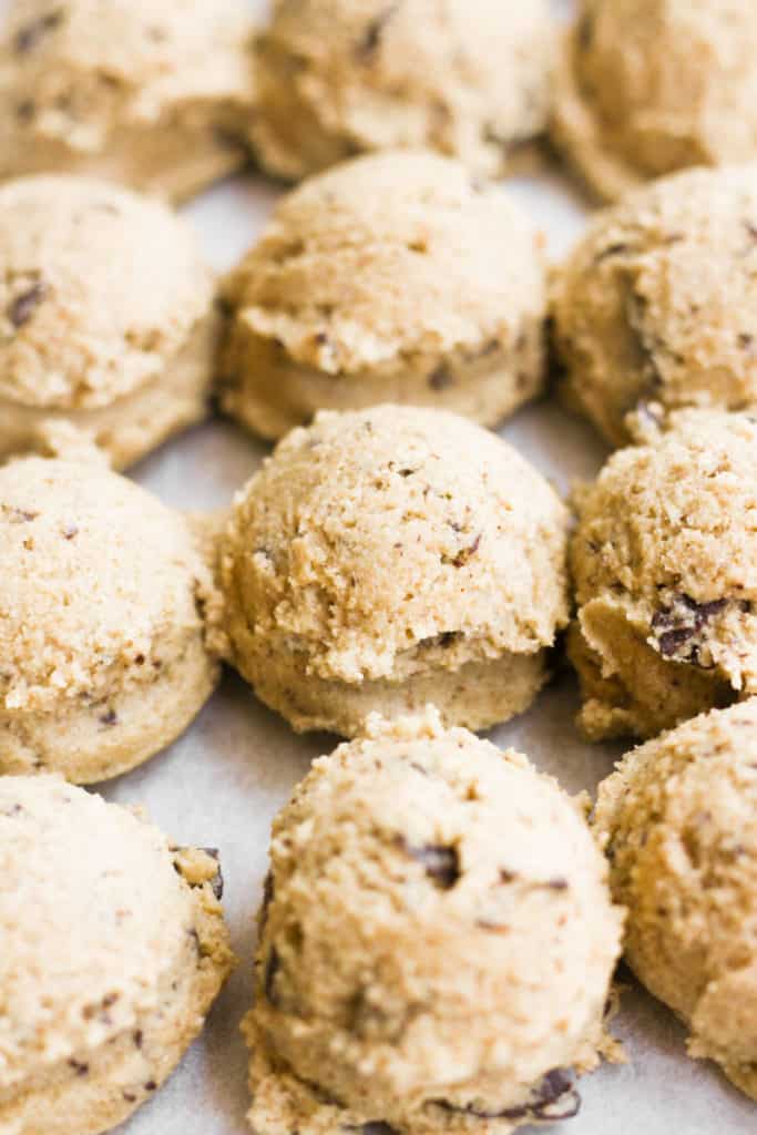 balls of gluten free chocolate chip cookie dough.