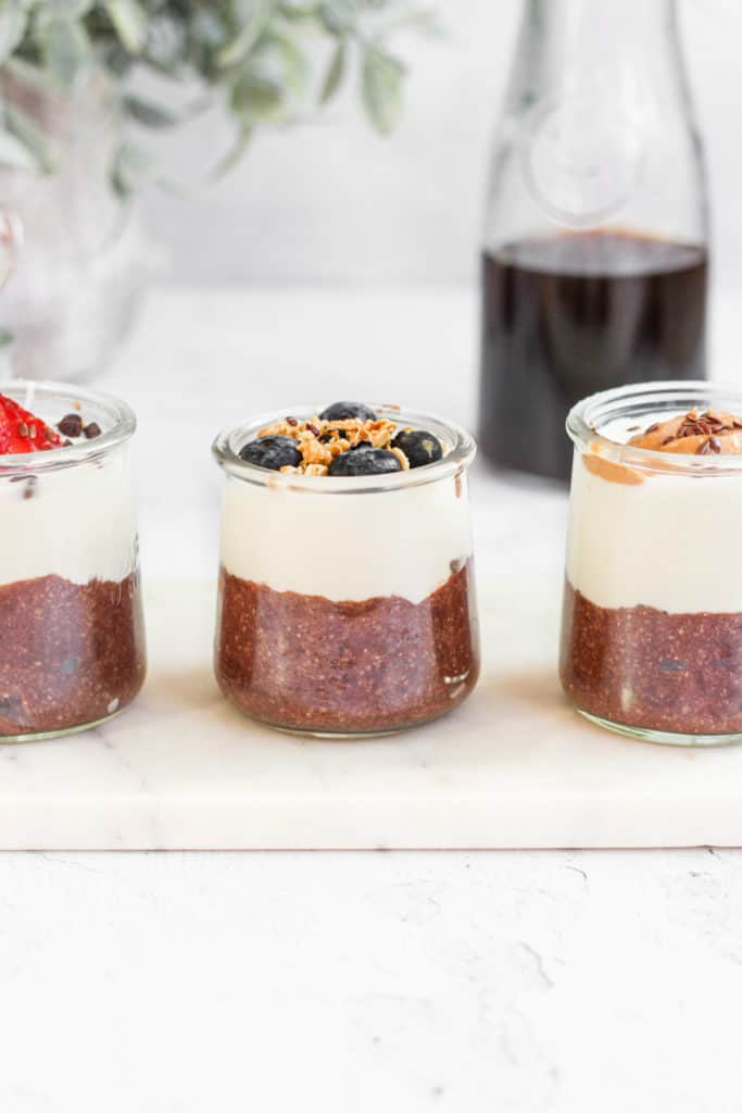 healthy flax pudding in jars.