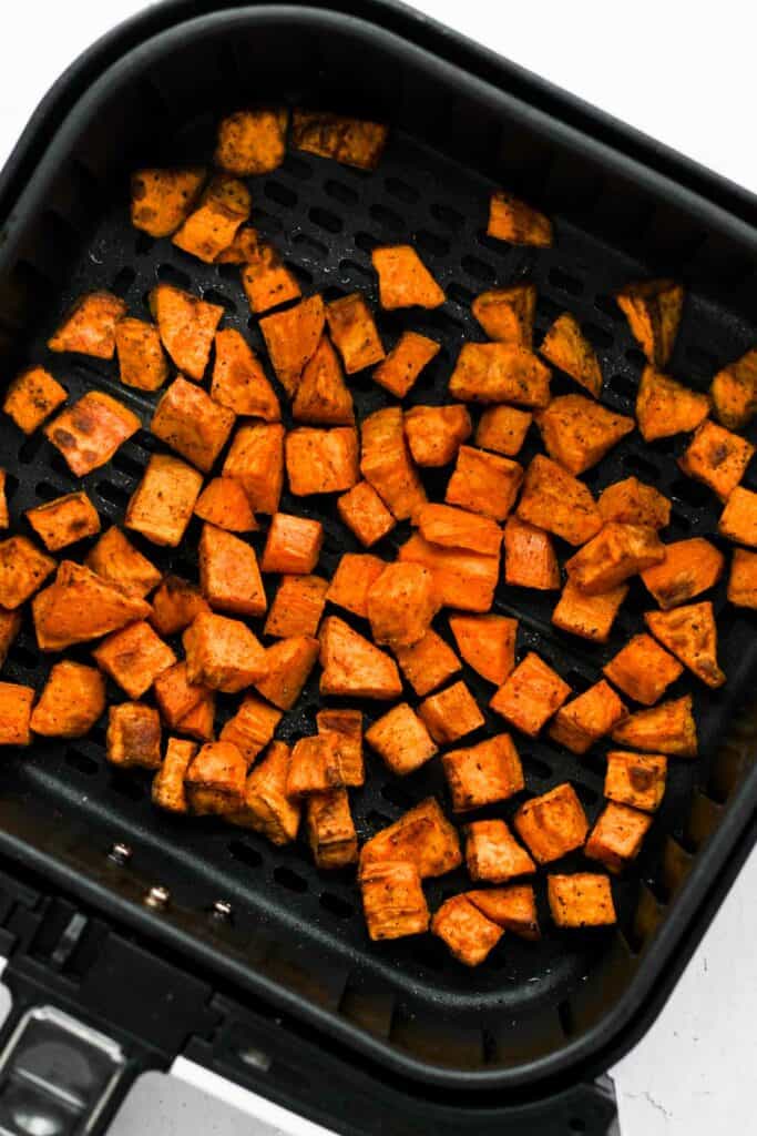sweet potato chunks cooked in the air fryer.