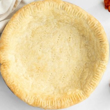 3 ingredient pie crust on a white background.