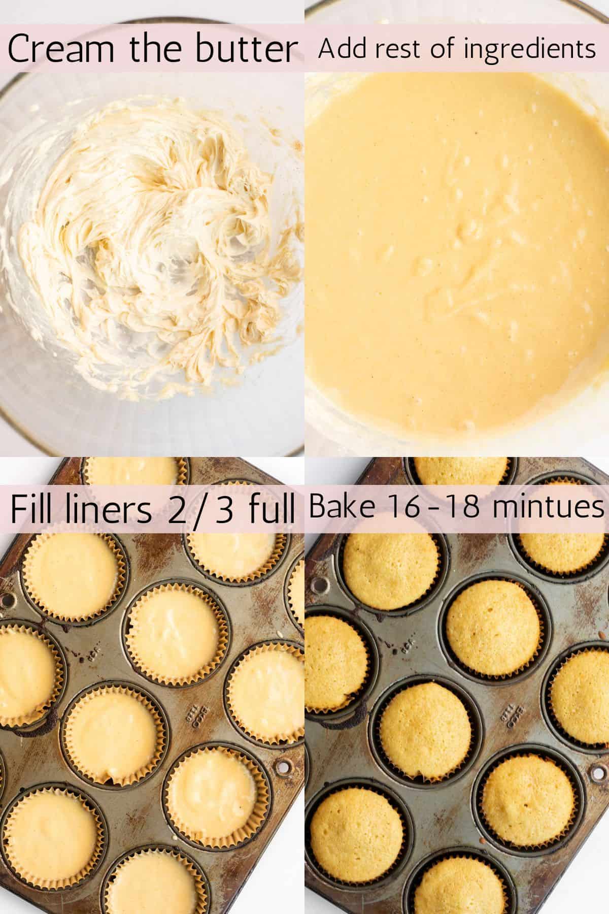 step by step instructions for baking cupcakes without dairy
