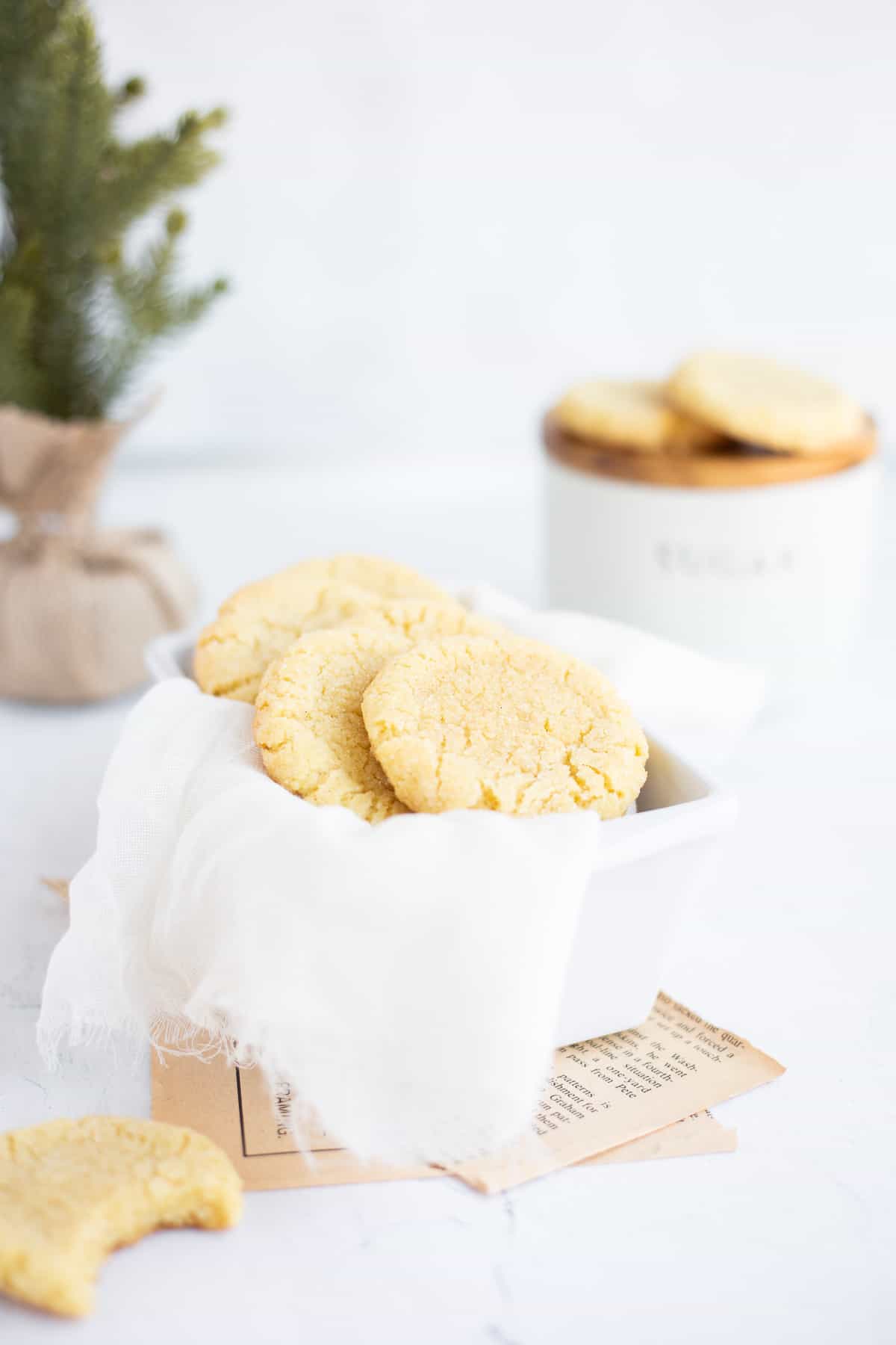 Small Batch Sugar Cookies in a white pan.