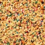 zoomed in photo of baked granola with sprinkles.