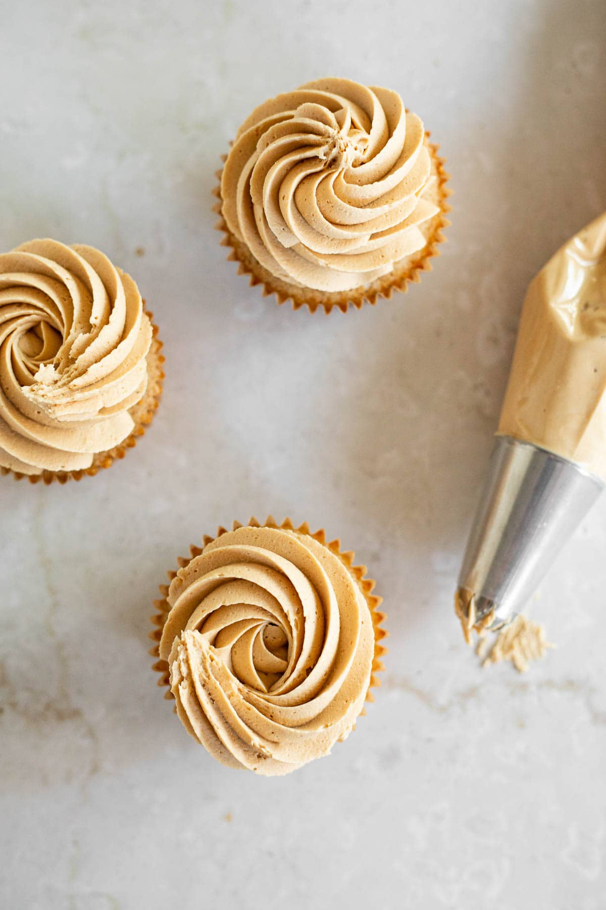 overhead photo of cookie butter buttercream with frosting.
