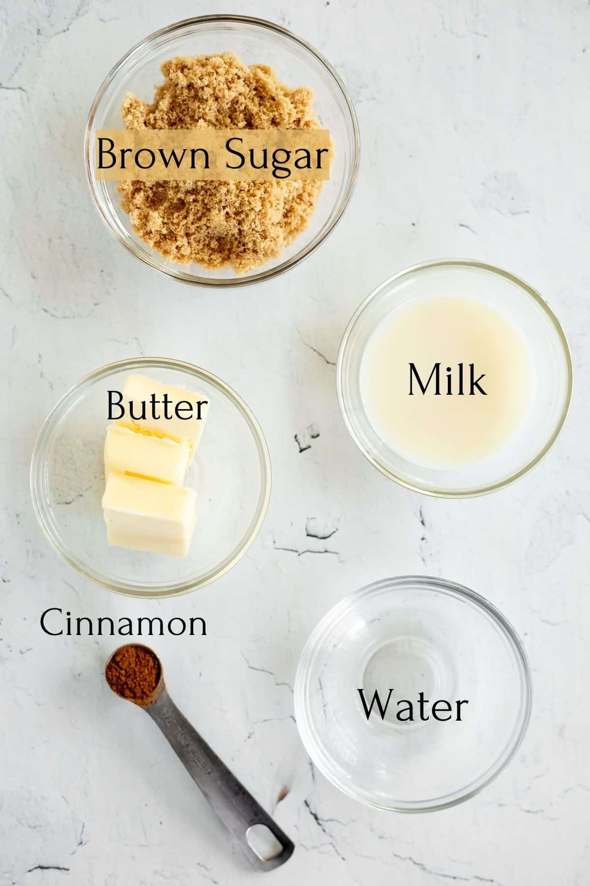ingredients to make homemade caramel.